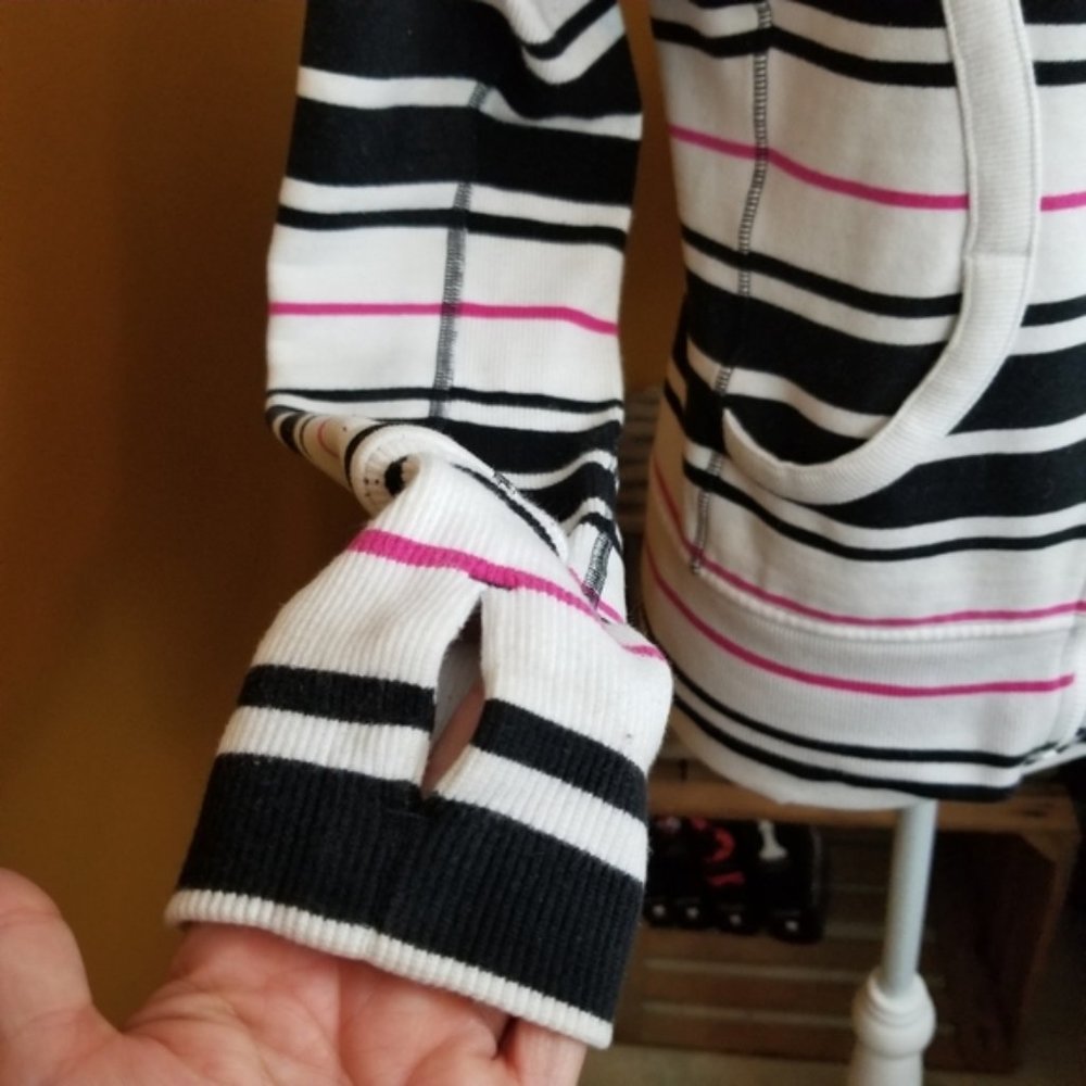 lululemon athletica White Black and Pink Striped Full-Zip Hoodie - Picture 7 of 8